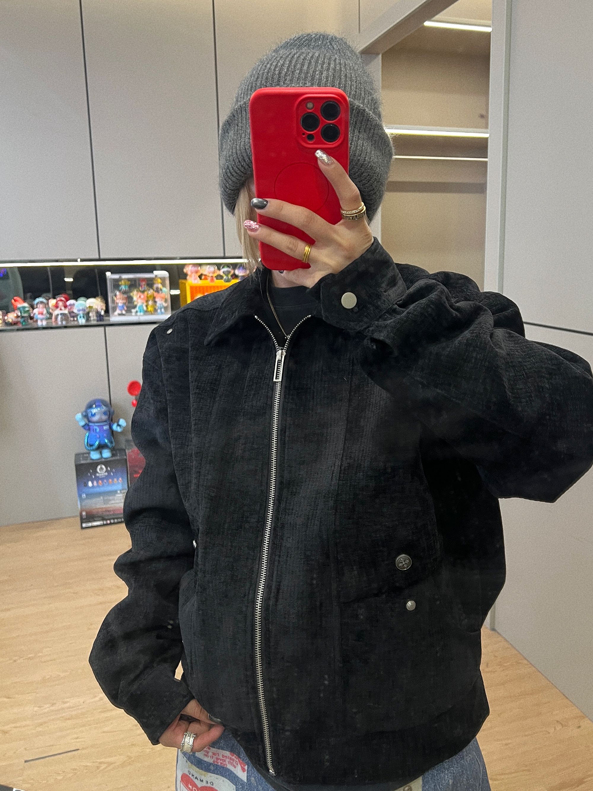 冬季美式短款拉链夹克棉衣潮牌宽松加厚保暖外套情侣款格子绒毛