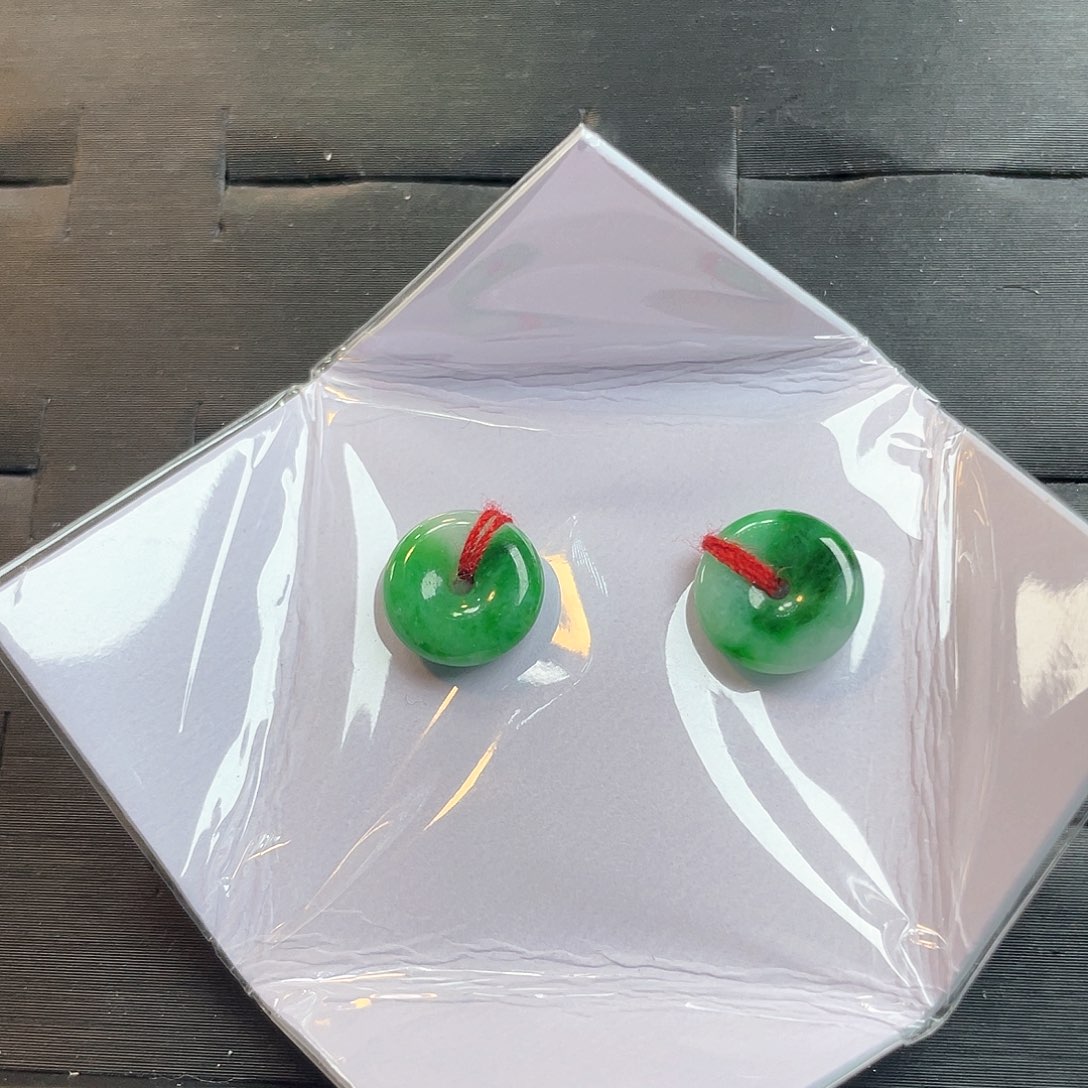 翡翠耳饰未镶嵌天然缅甸翡翠Ａ货