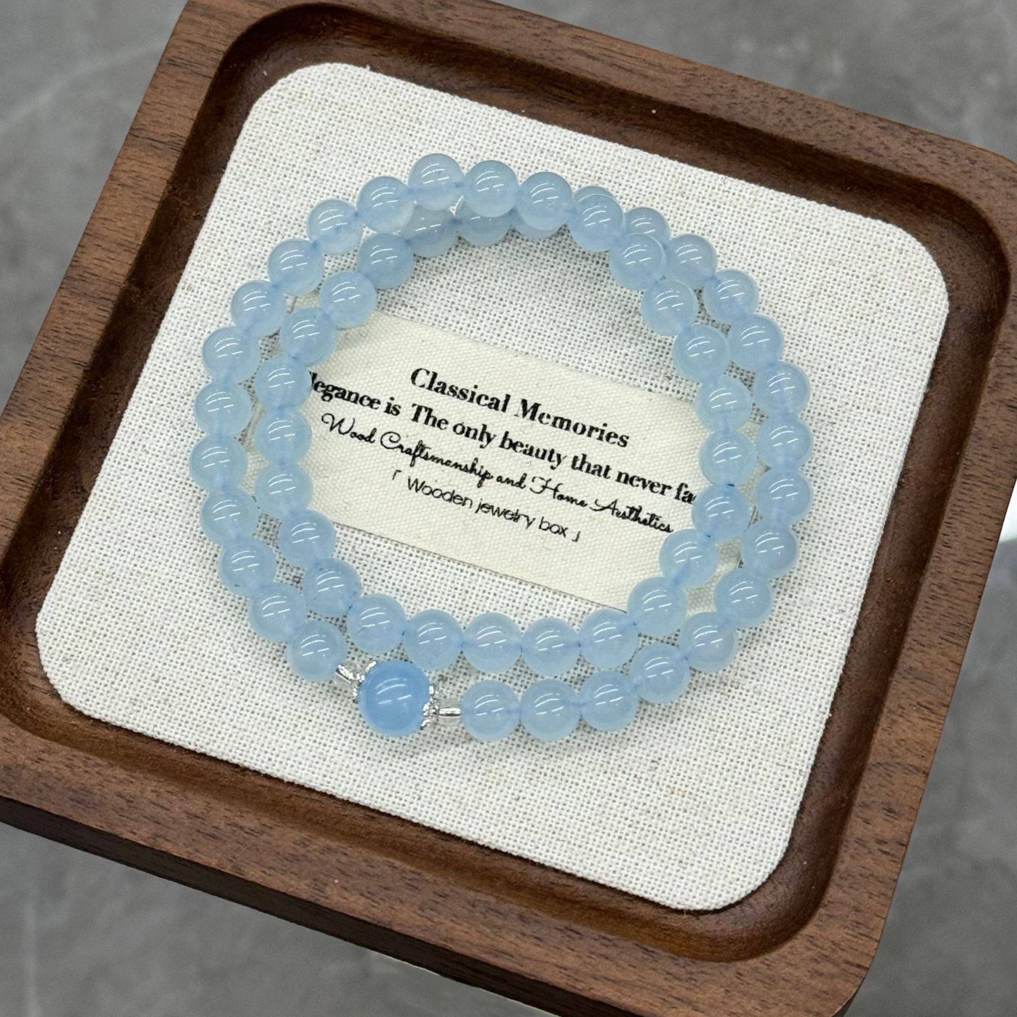 双圈海蓝宝简约款手串（多样性发一件）B-29