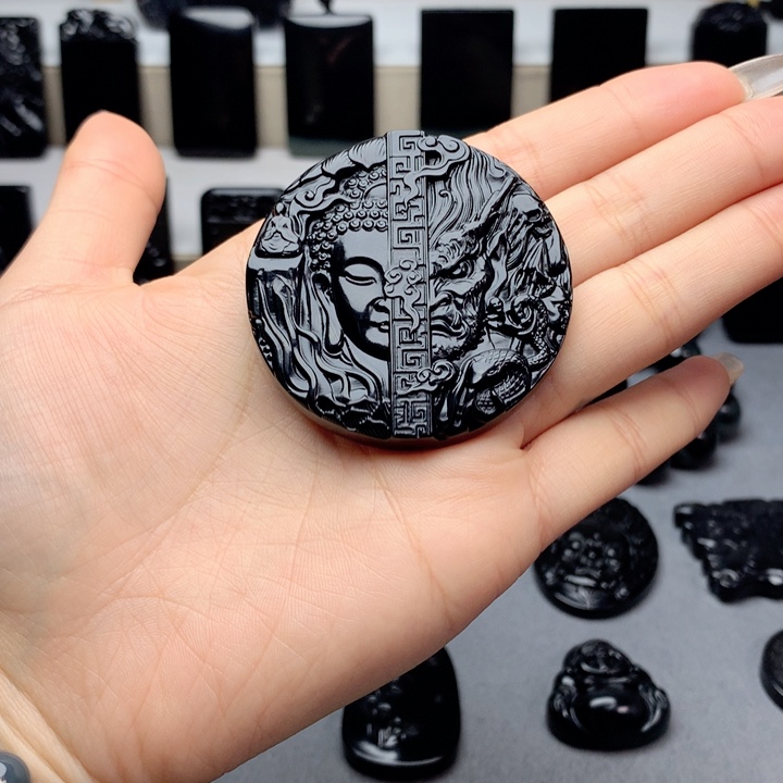 和田玉（墨玉）挂件未镶嵌红**滚