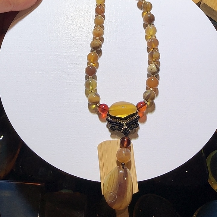 琥珀颈饰未镶嵌项链