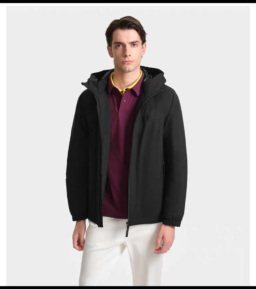 阿尔法棉科技棉高端男士商务休闲连帽棉服外套