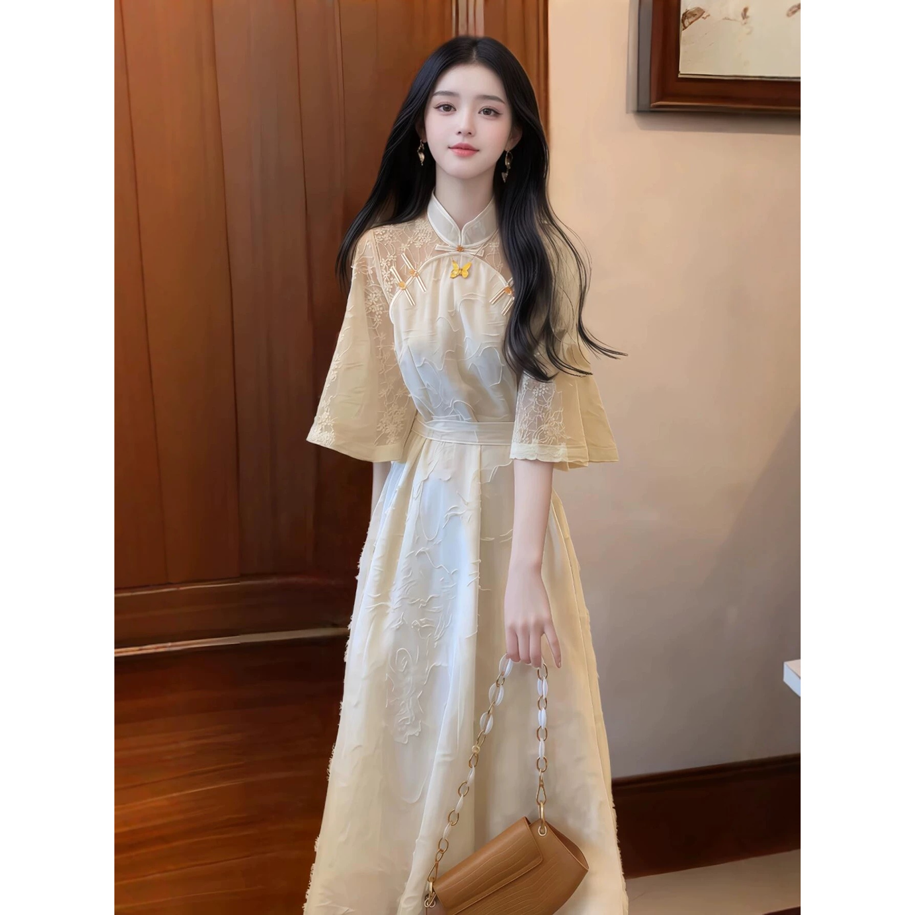 【251-300】气质碎花连衣裙女夏季2025新款超好看度假风显瘦长裙