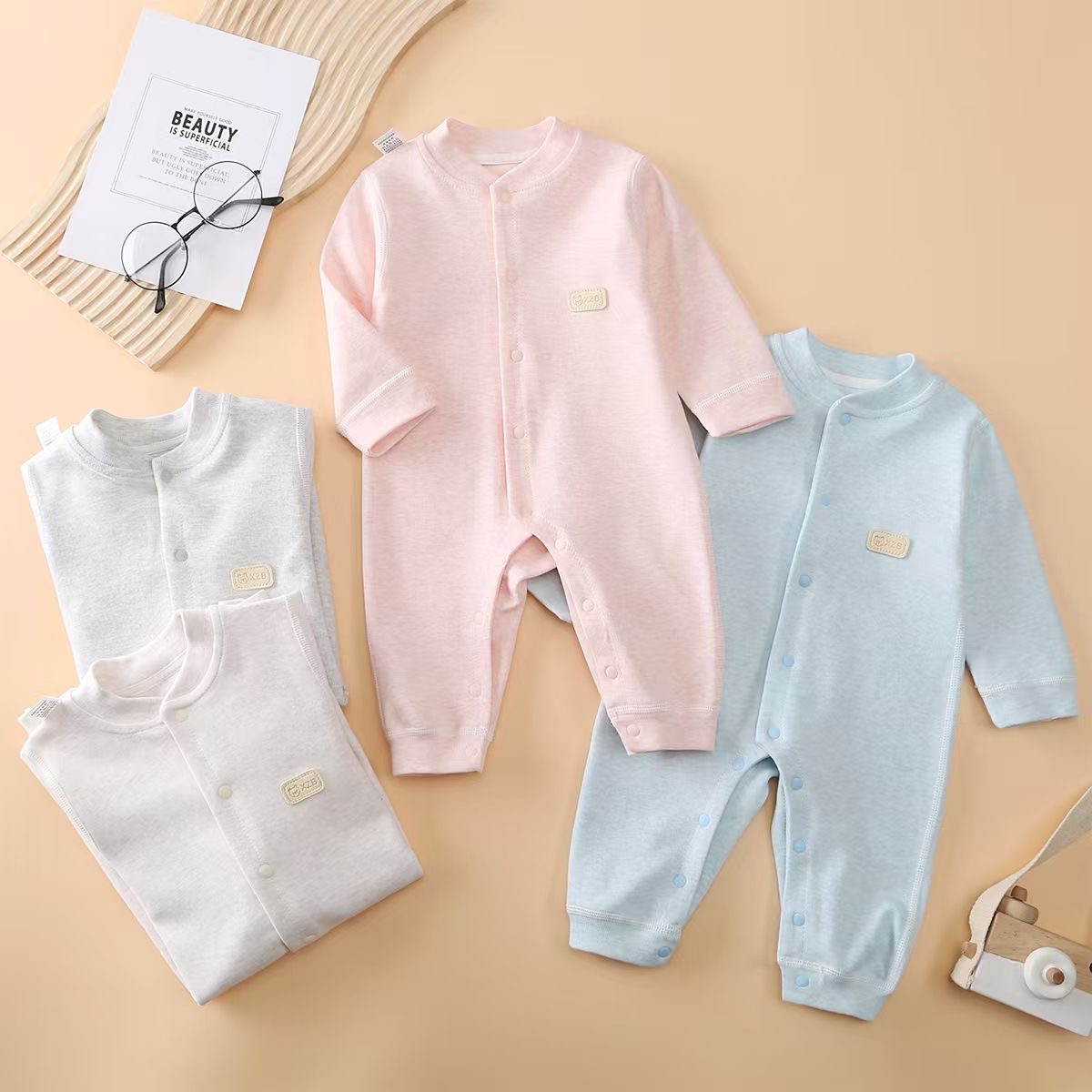 (001-199)熊熊儿童婴幼儿分体连体四季棉服卫衣外出款