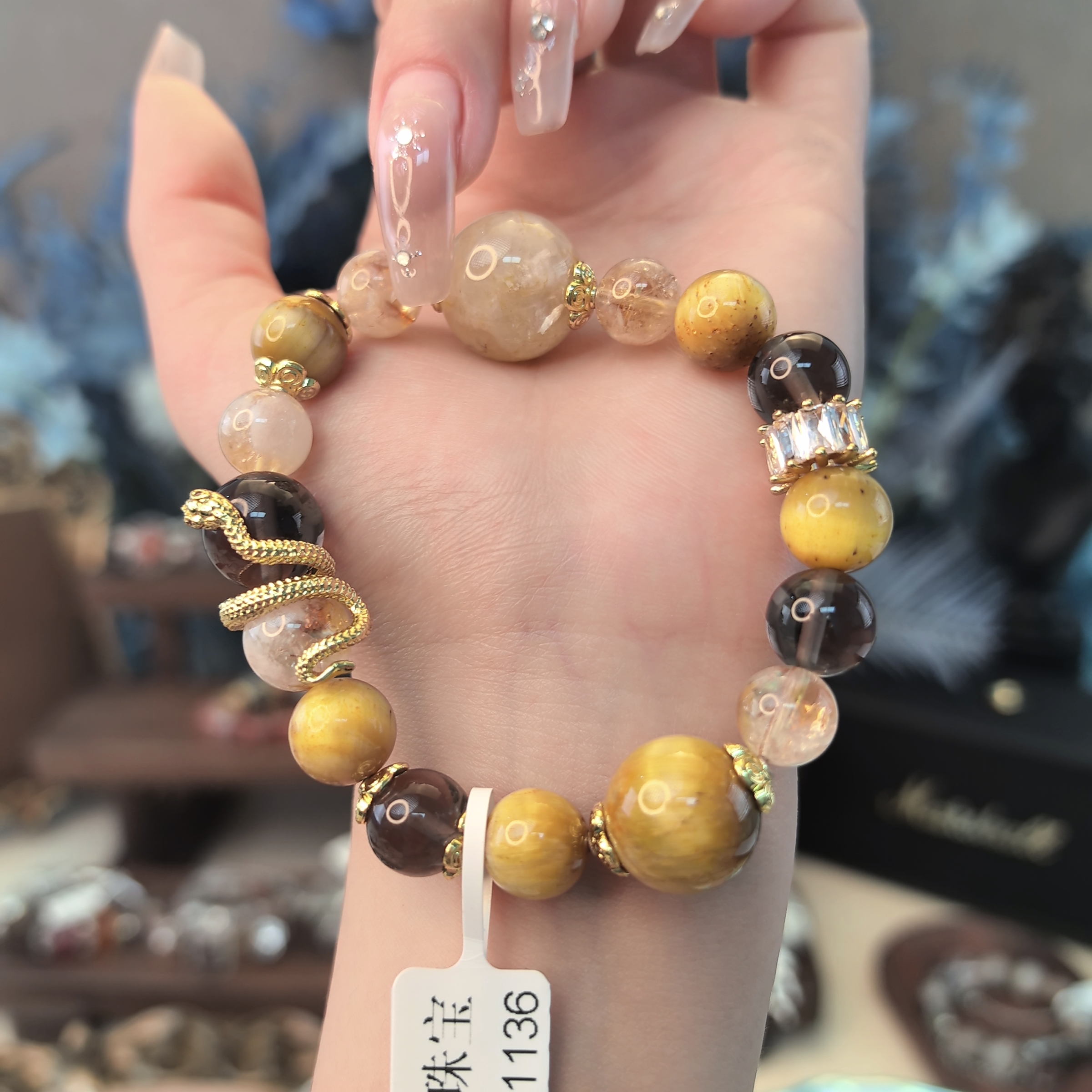 【蛇年金霸大综合】天然水晶DIY灵蛇金霸大综合手串多样性发货1136