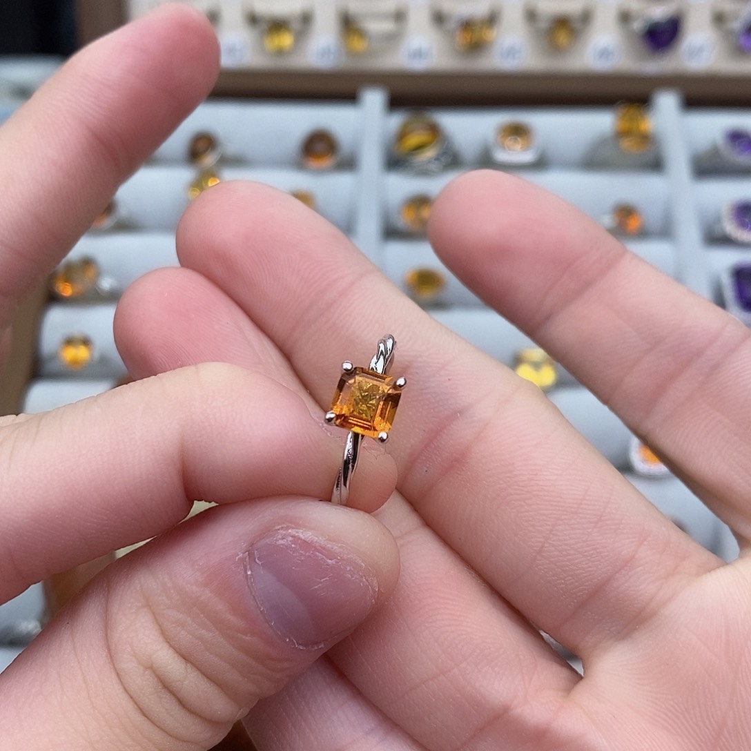 黄晶纯天然黄水晶银S925镶嵌慧*