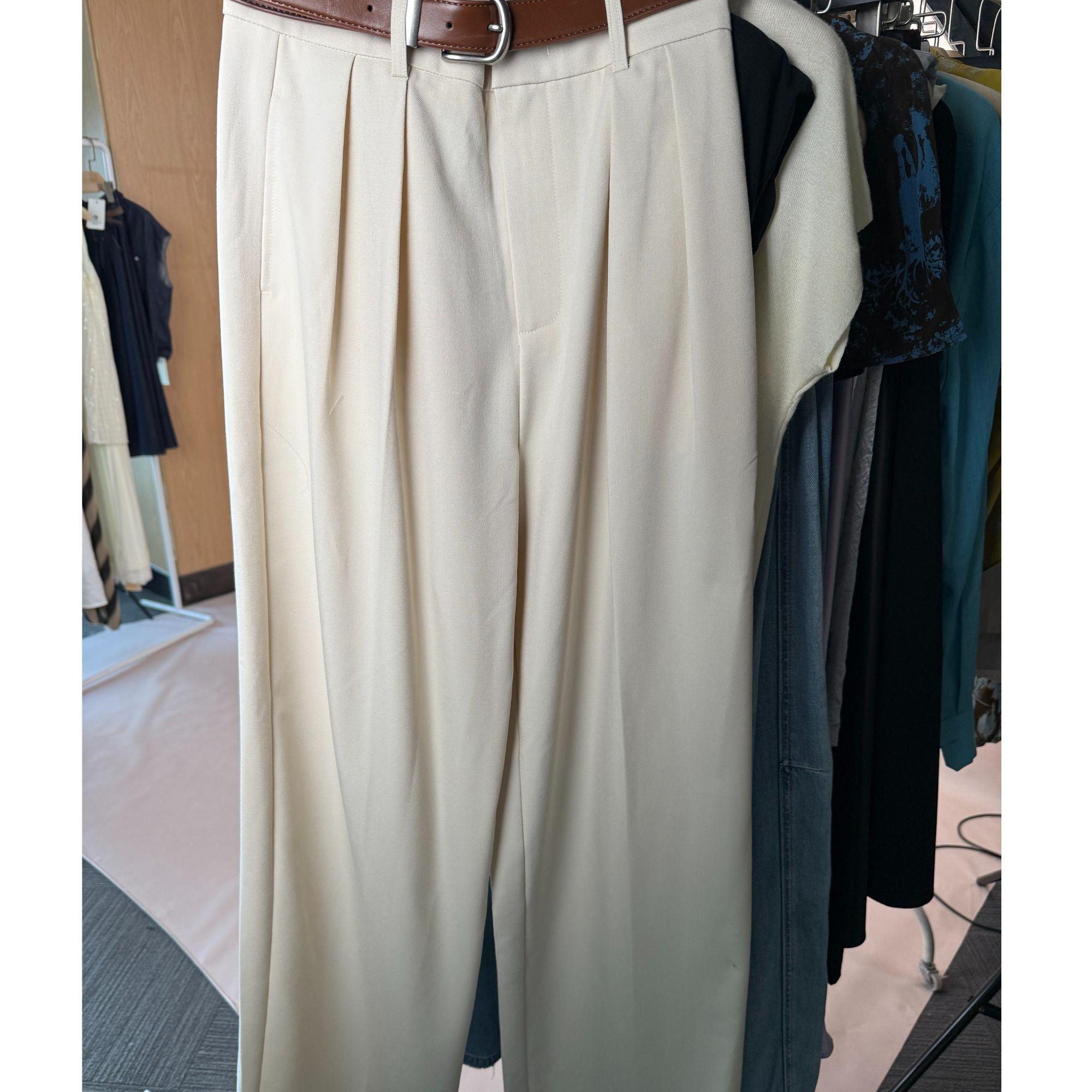 anotherhome休闲纯色时尚薄款休闲腰阔腿裤夏季