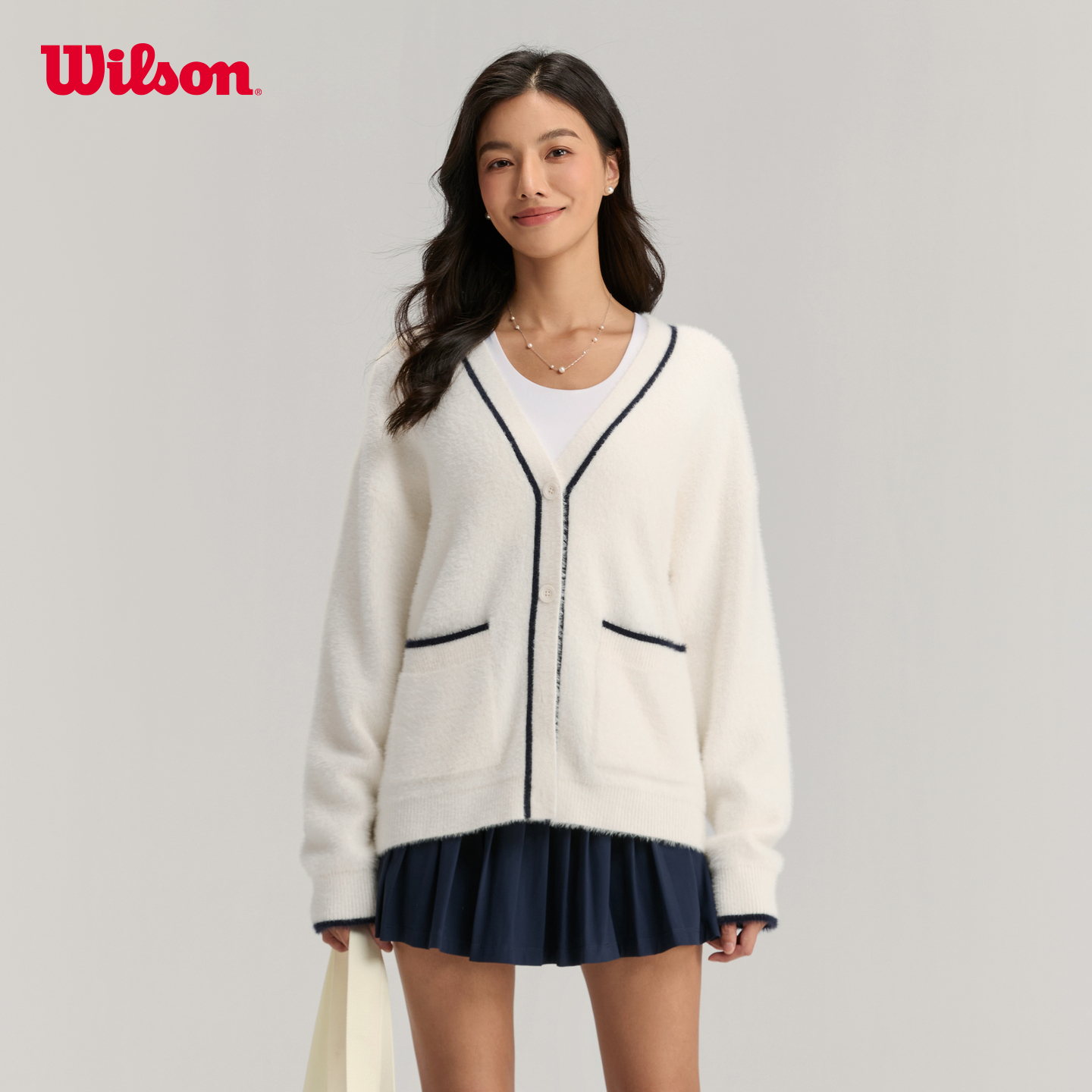Wilson威尔胜25秋季Eyelash女士运动宽松柔软编织外套WW00549