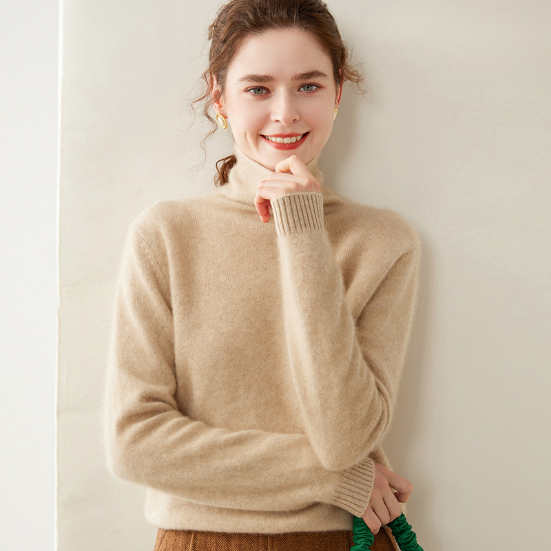 新款堆堆领羊绒修身针织上衣SH351