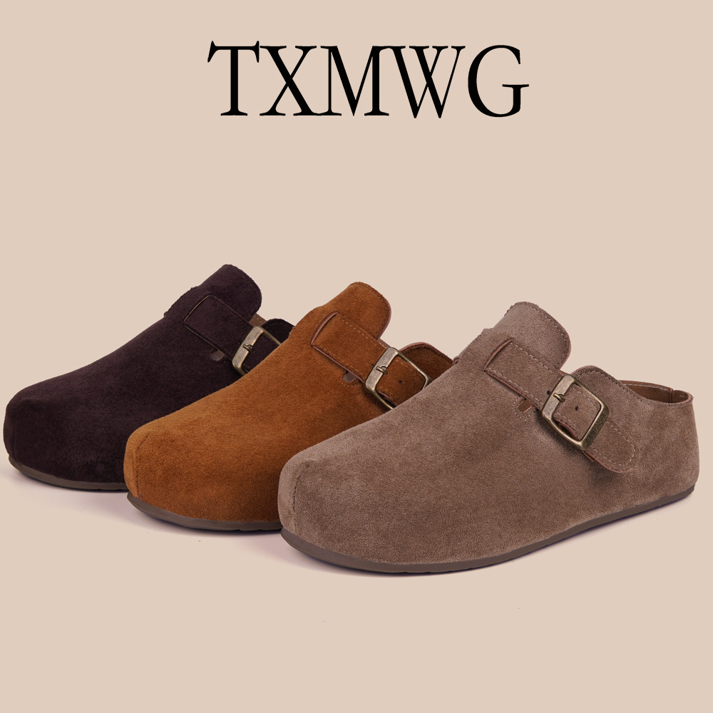 TXMWG 品牌5CM厚底包头拖女小个子增高女鞋半包博肯半拖96080