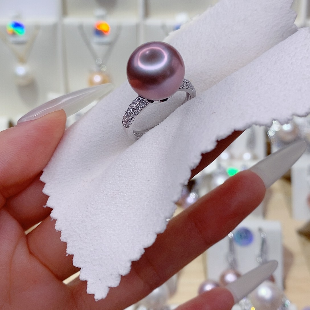 宝***厂戒指银S925镶嵌淡水珍珠12➕