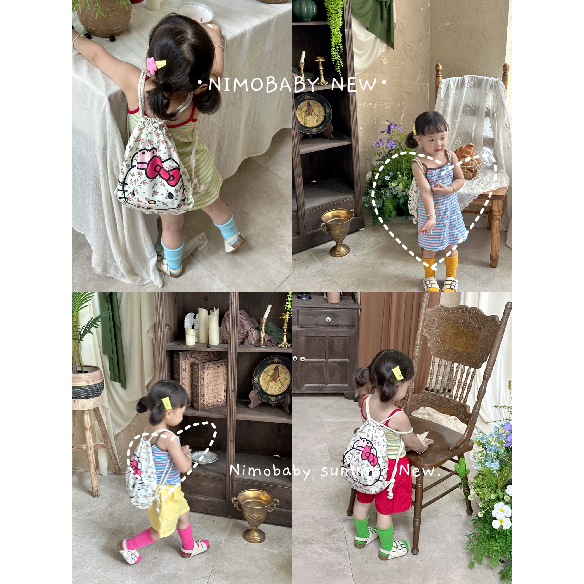 NIMO【柠檬气泡水】韩版夏季新款宝宝时尚透气百搭洋气条纹吊带