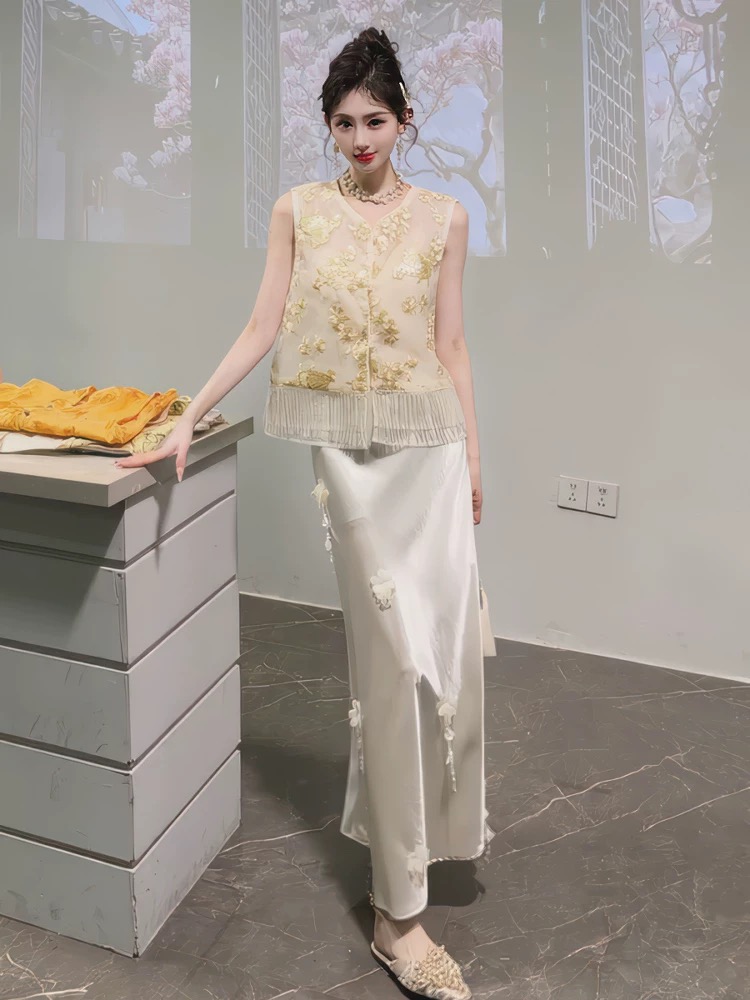 【A1201-A1210】春夏小个子穿搭气质长裙显瘦法式收腰泡泡袖小清新