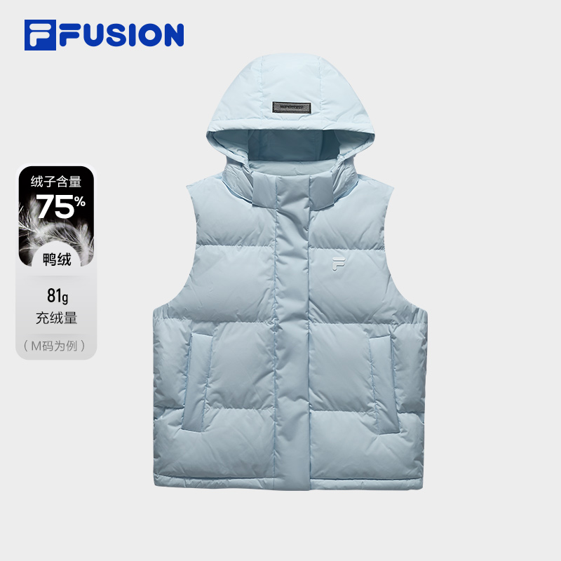 FILA FUSION斐乐羽绒马甲女简约百搭保暖运动短款上衣T11W445901