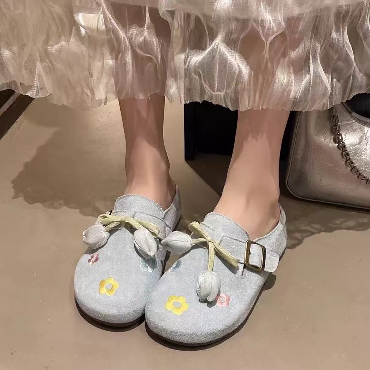 【米果妈】新款小众一脚蹬夏季百搭包头半拖勃肯鞋亲子XXH-1