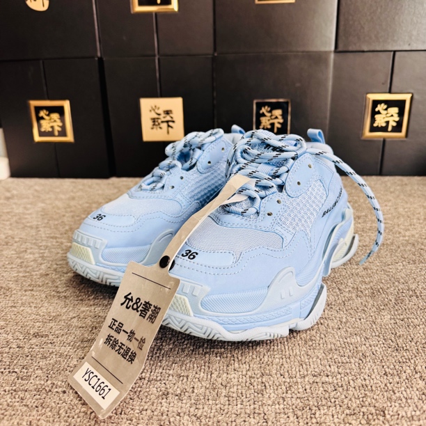 95新 Balenciaga/巴黎世家 TripleS老爹鞋雾霾蓝36码ysc1661