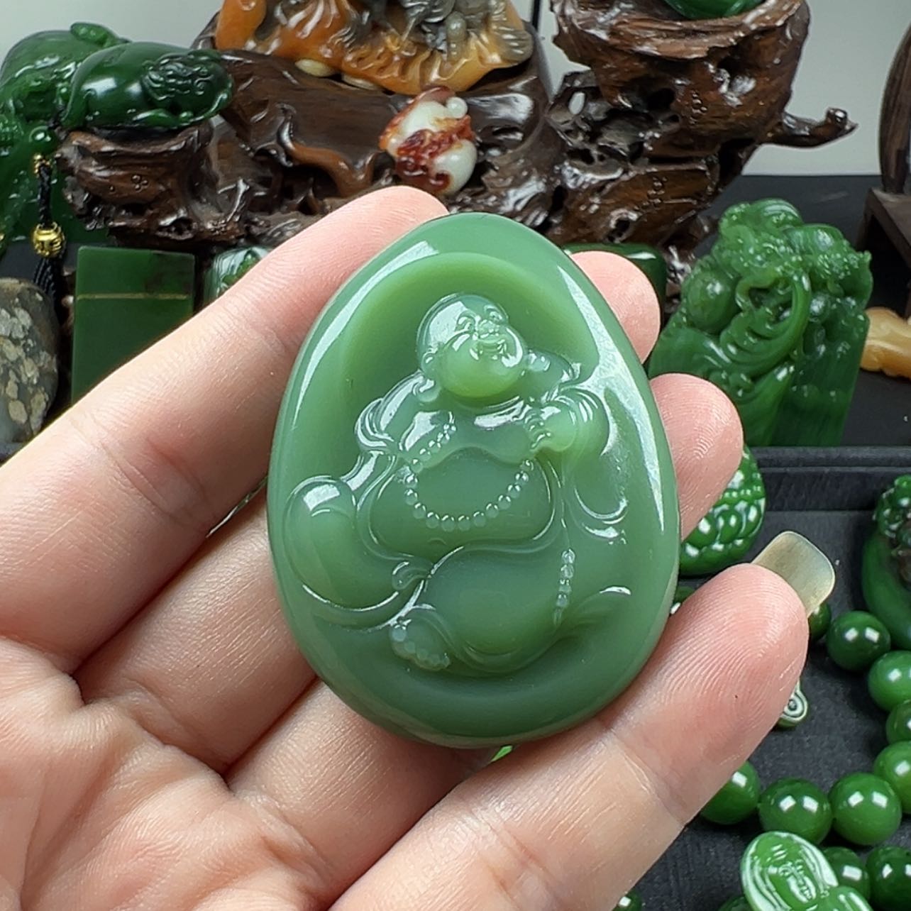 【闪购商品】颈饰未镶嵌和田玉（碧玉）山**长