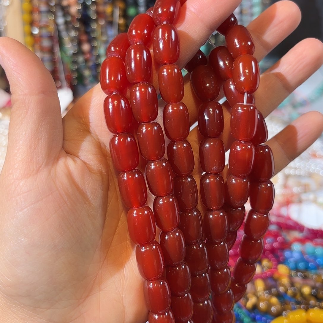 玛瑙/玉髓未镶嵌珠宝半成品红玛瑙卡10-14一条