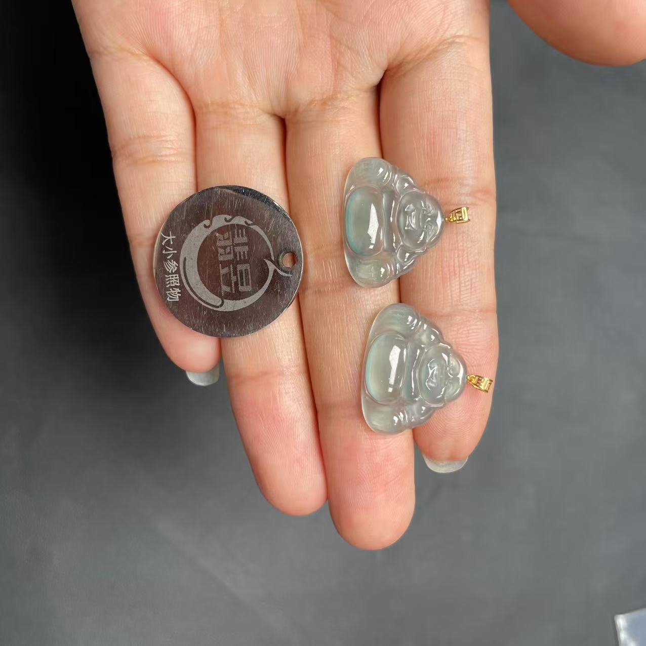 37977T28-3B19-天然A货翡翠吊坠18k金扣-多样性发其一