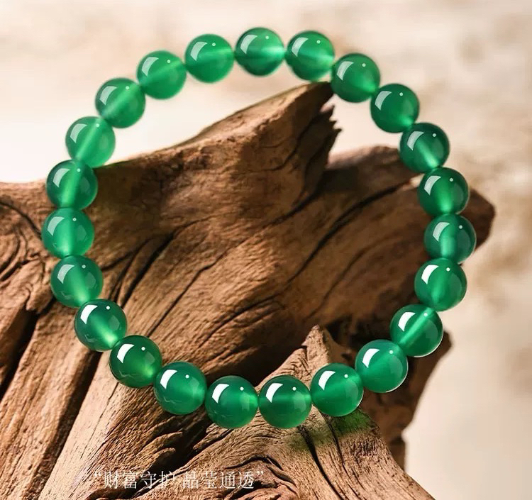 天然海洋玉髓绿玛瑙6mm手串-新中式天然满绿玉石手串