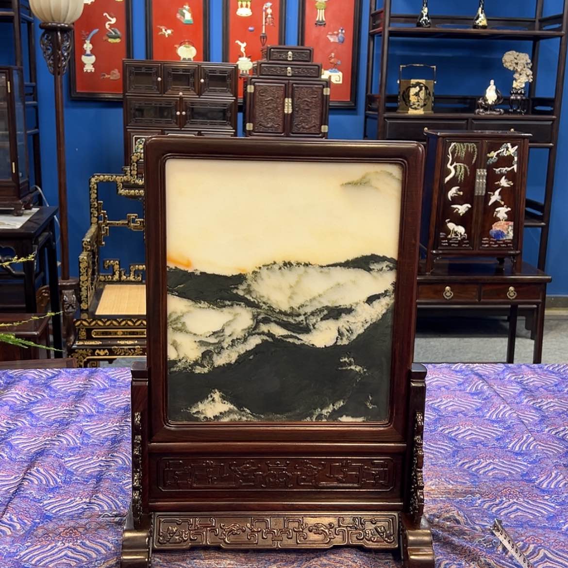 【闪购商品】红酸枝木类成套家具台屏