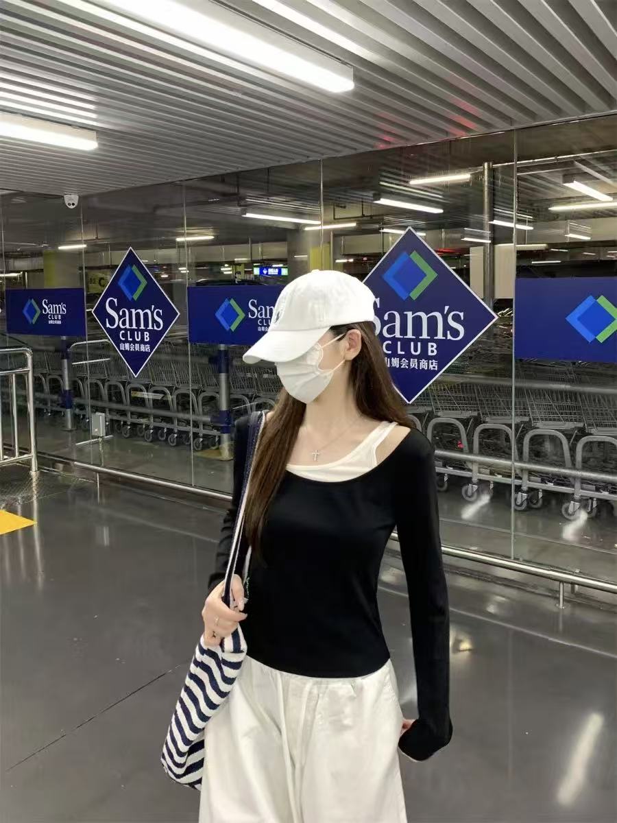 『大花家』11.28号秋冬款返场假两件撞色长袖T恤