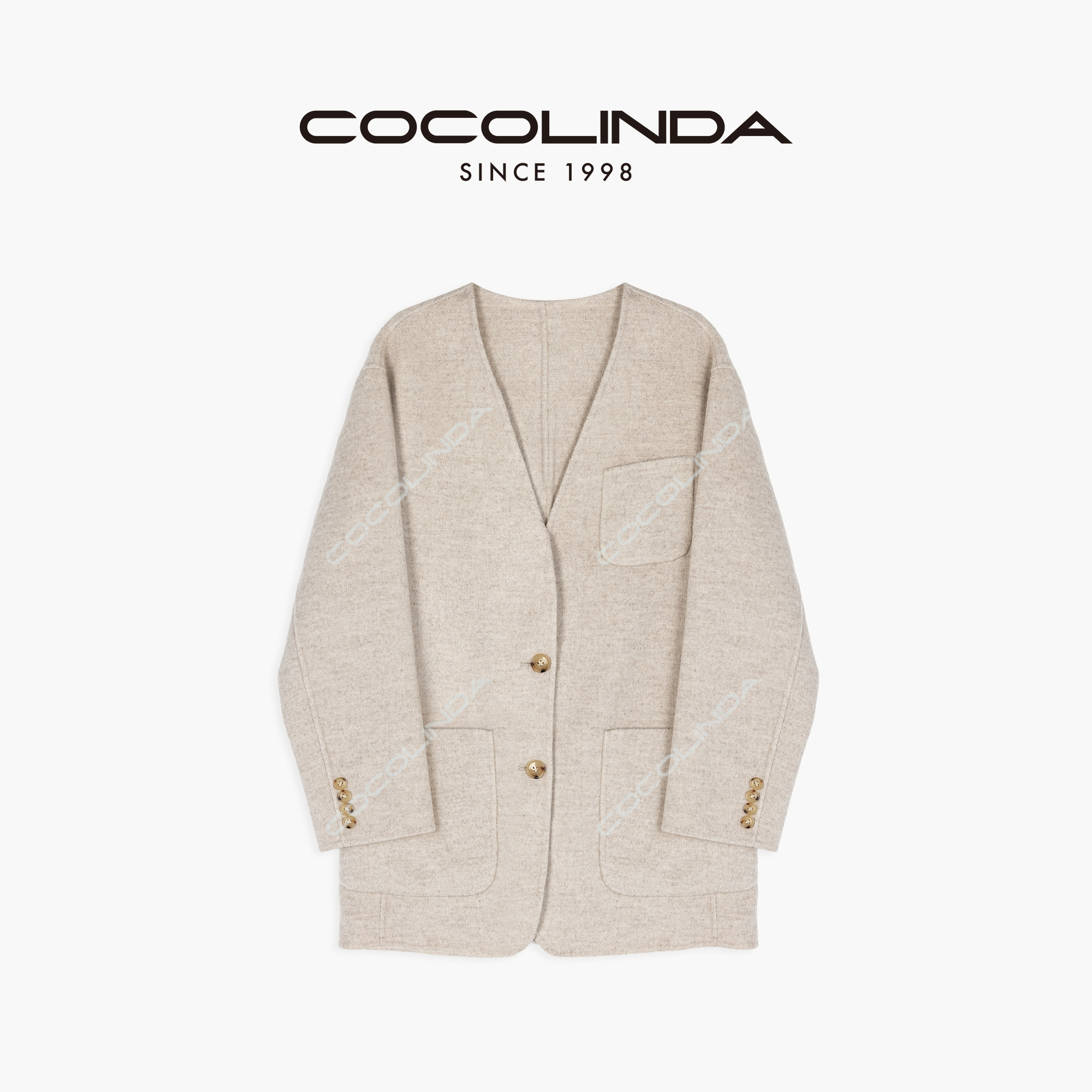 COCOLINDA | 羊毛骆驼绒混米色上衣外套C2238