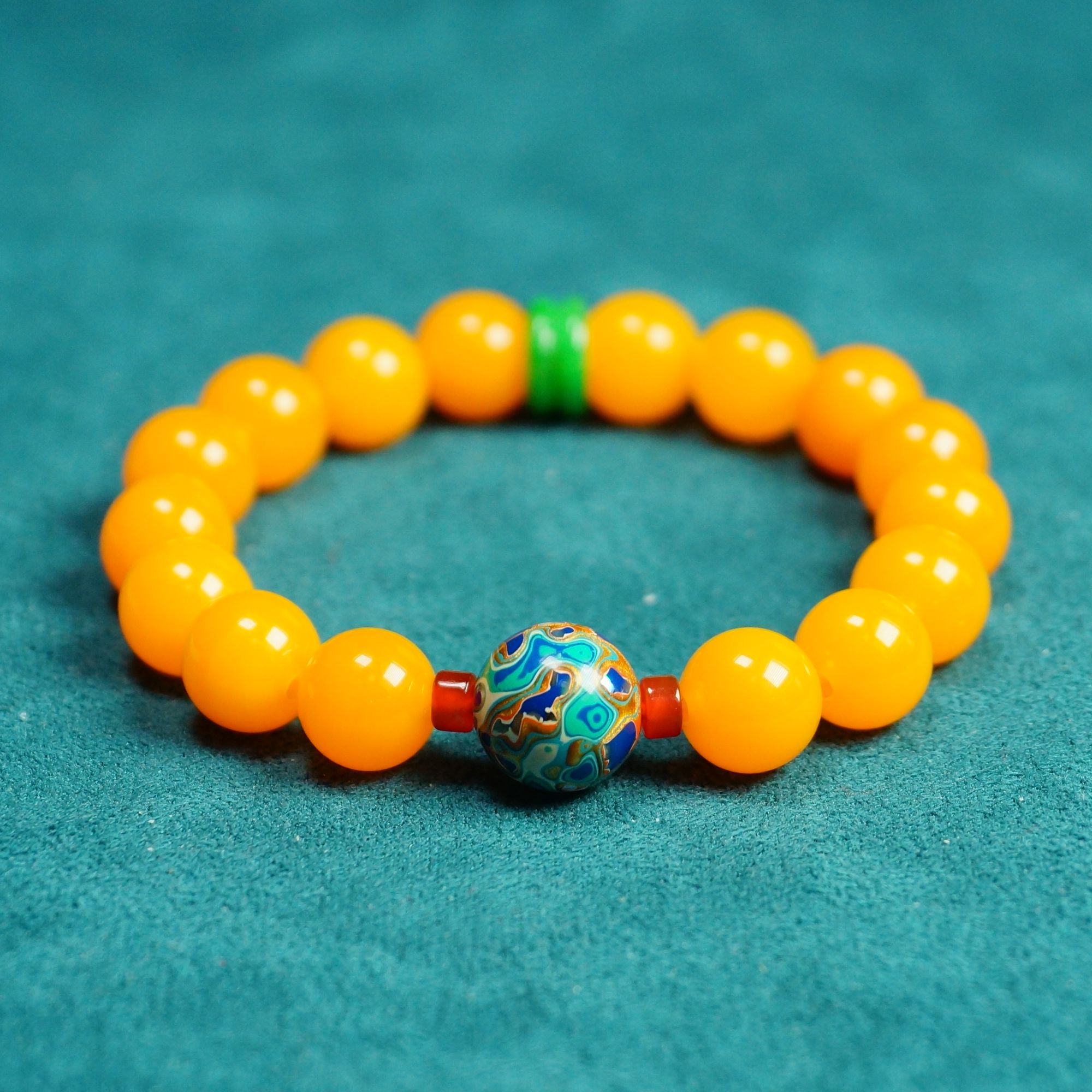 【蓝阁金络】玛瑙大漆手串