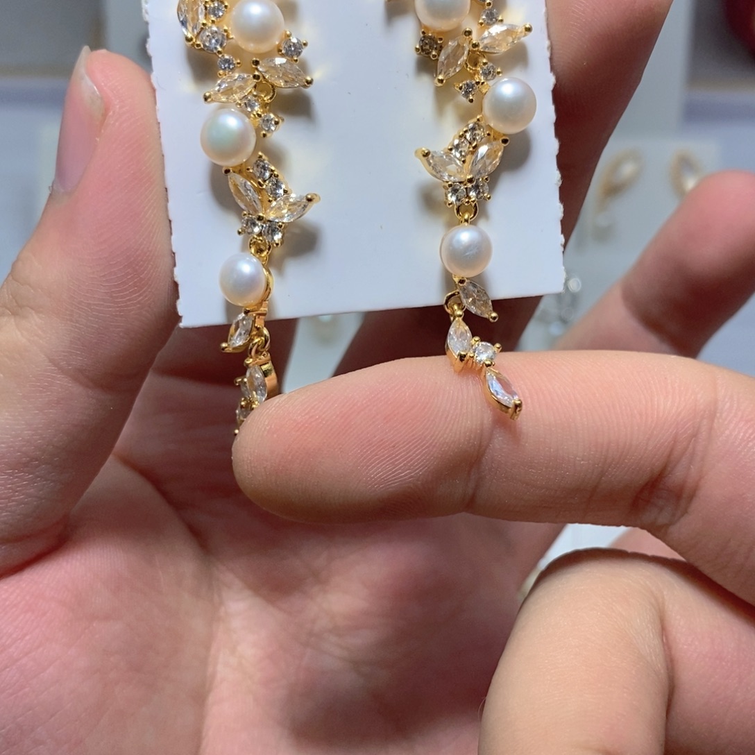 耳饰淡水珍珠银S925镶嵌