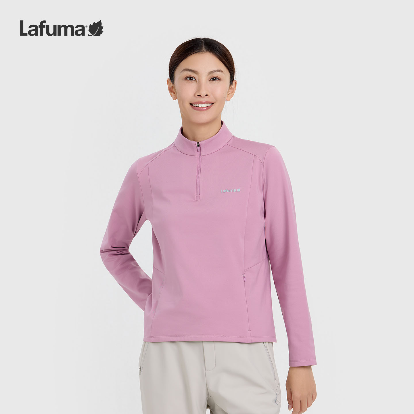 LAFUMA乐飞叶户外25秋冬女士半拉链长袖舒适运动打底衫LFTS5DL74