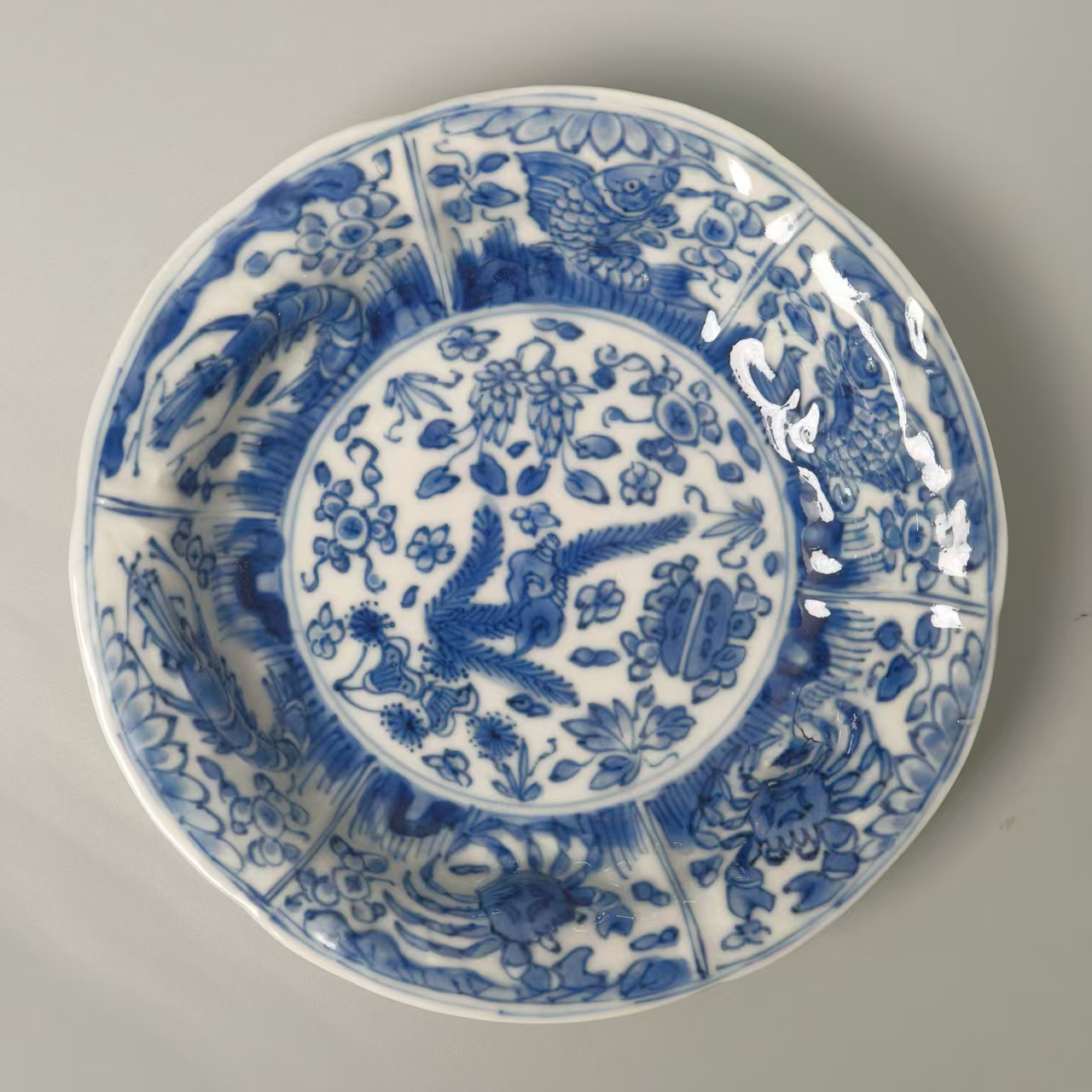 清  康熙 青花鱼藻纹碟MA-0252