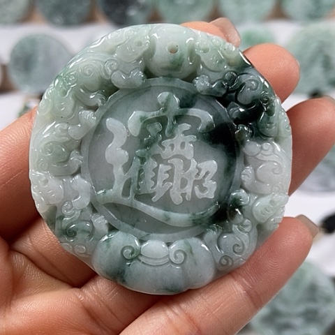 翡翠颈饰未镶嵌招财进宝福利