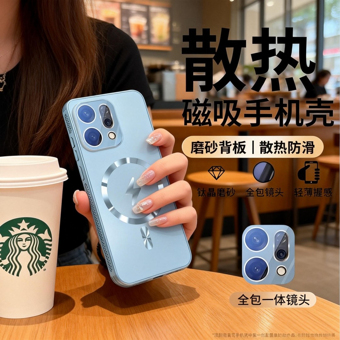 适用OPPOReno14新款手机壳蜂窝散热reno14轻薄Magsafe镜头膜磨砂