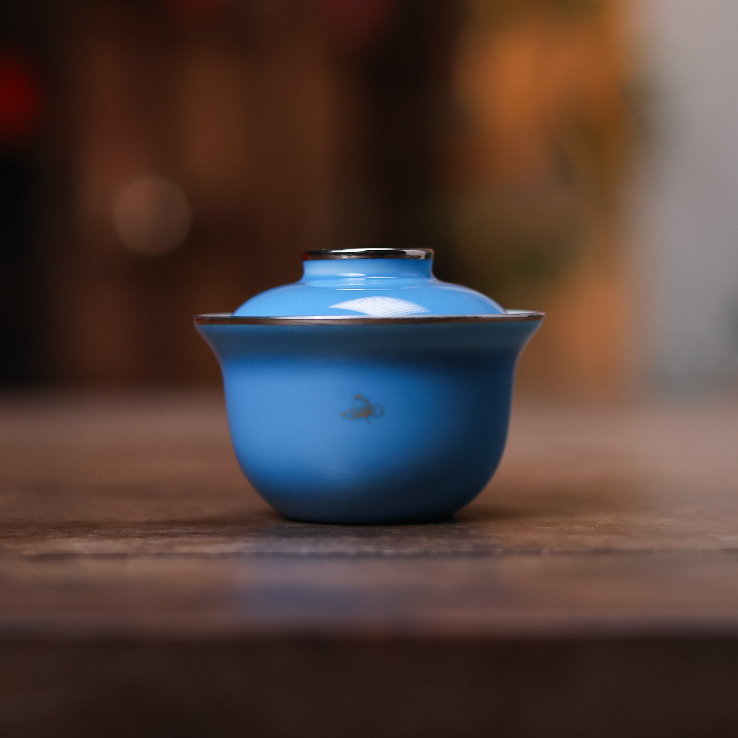 【九姐爱喝茶】 海空蓝描白金碎花盖碗（华隐S1171）