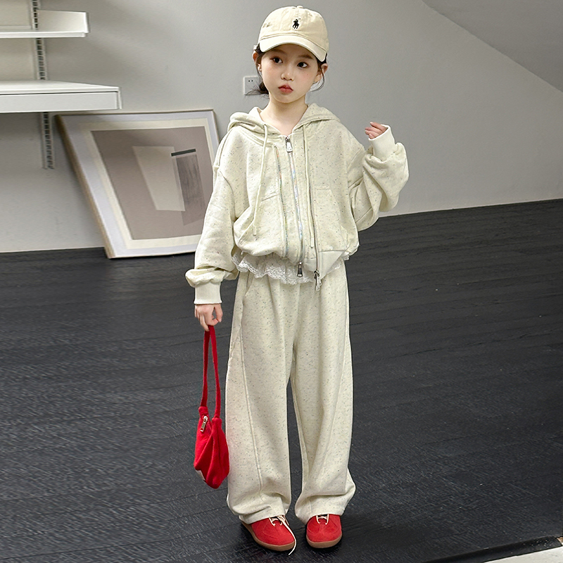 女童春秋套装2025新款女孩大童时髦洋气卫衣两件套儿童春装运