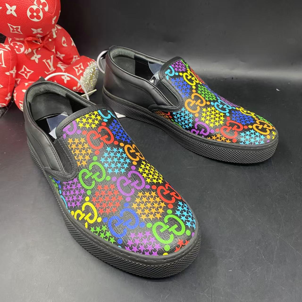 95新 GUCCI/古驰 彩虹糖果老花时尚一脚蹬39.5/41.5欧码lz202