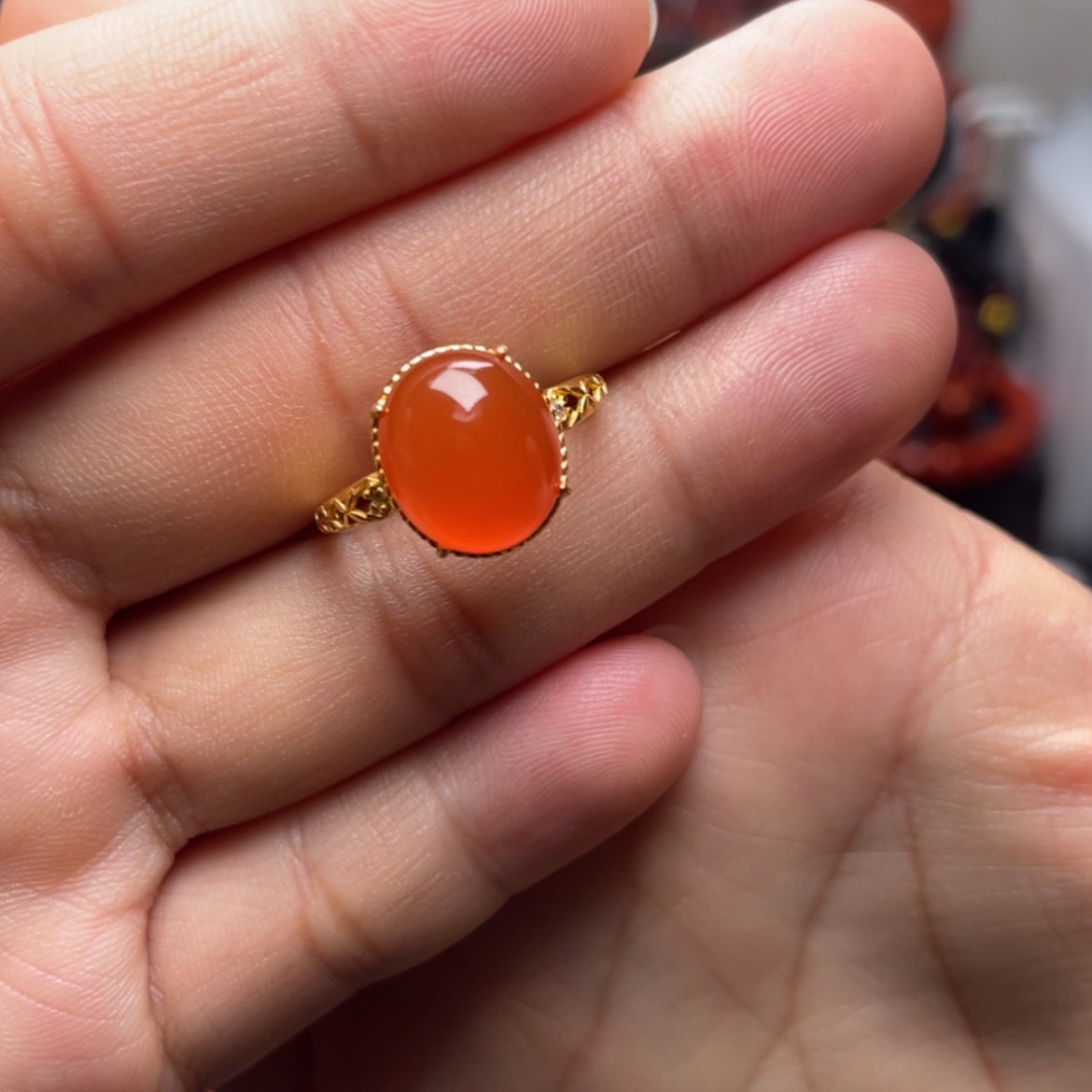 【闪购商品】银S925镶嵌冰红戒指南红玛瑙