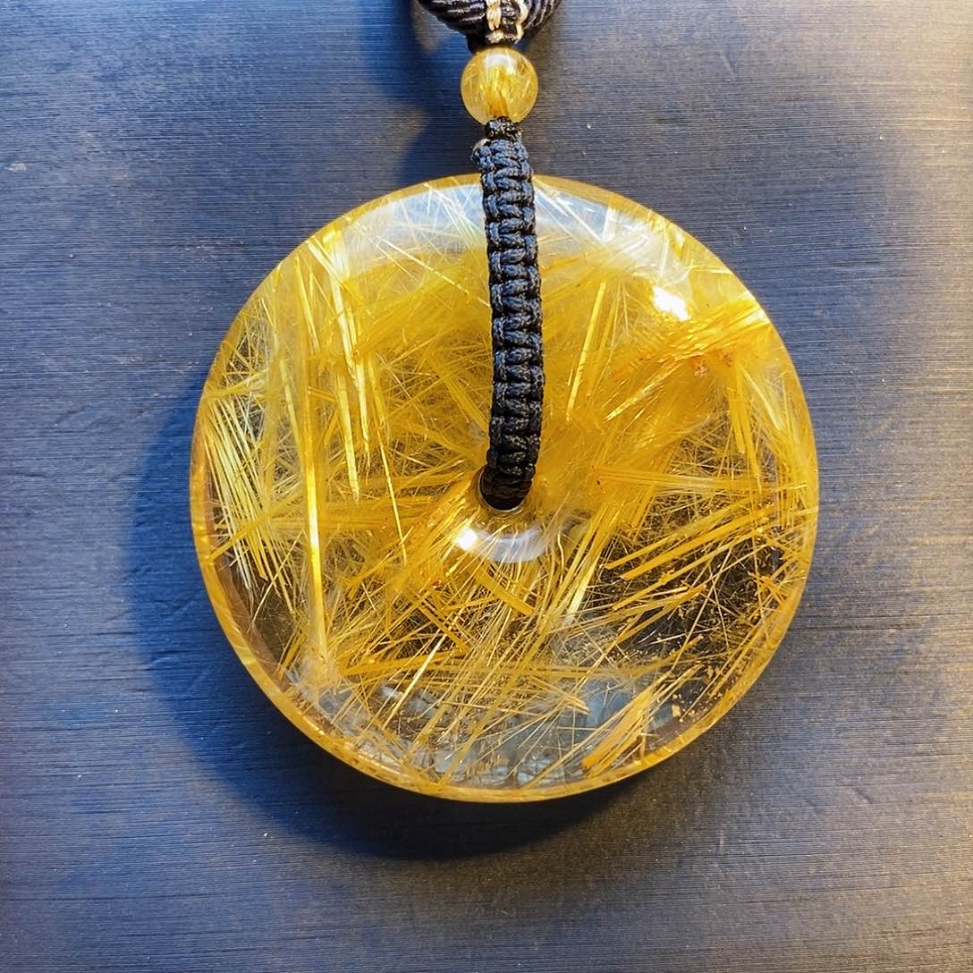 水晶颈饰未镶嵌天然钛晶平安扣吊坠