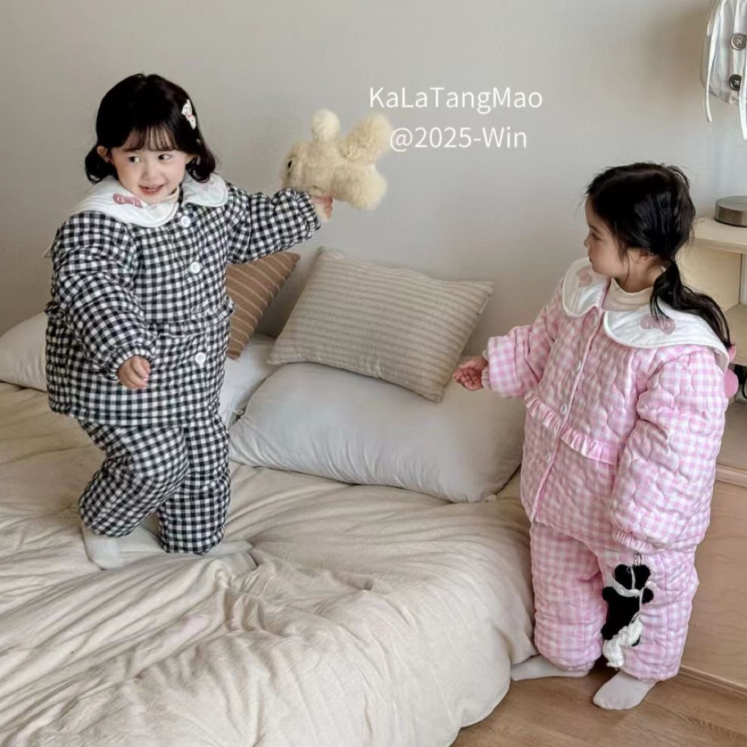 格子花花保暖睡衣棉