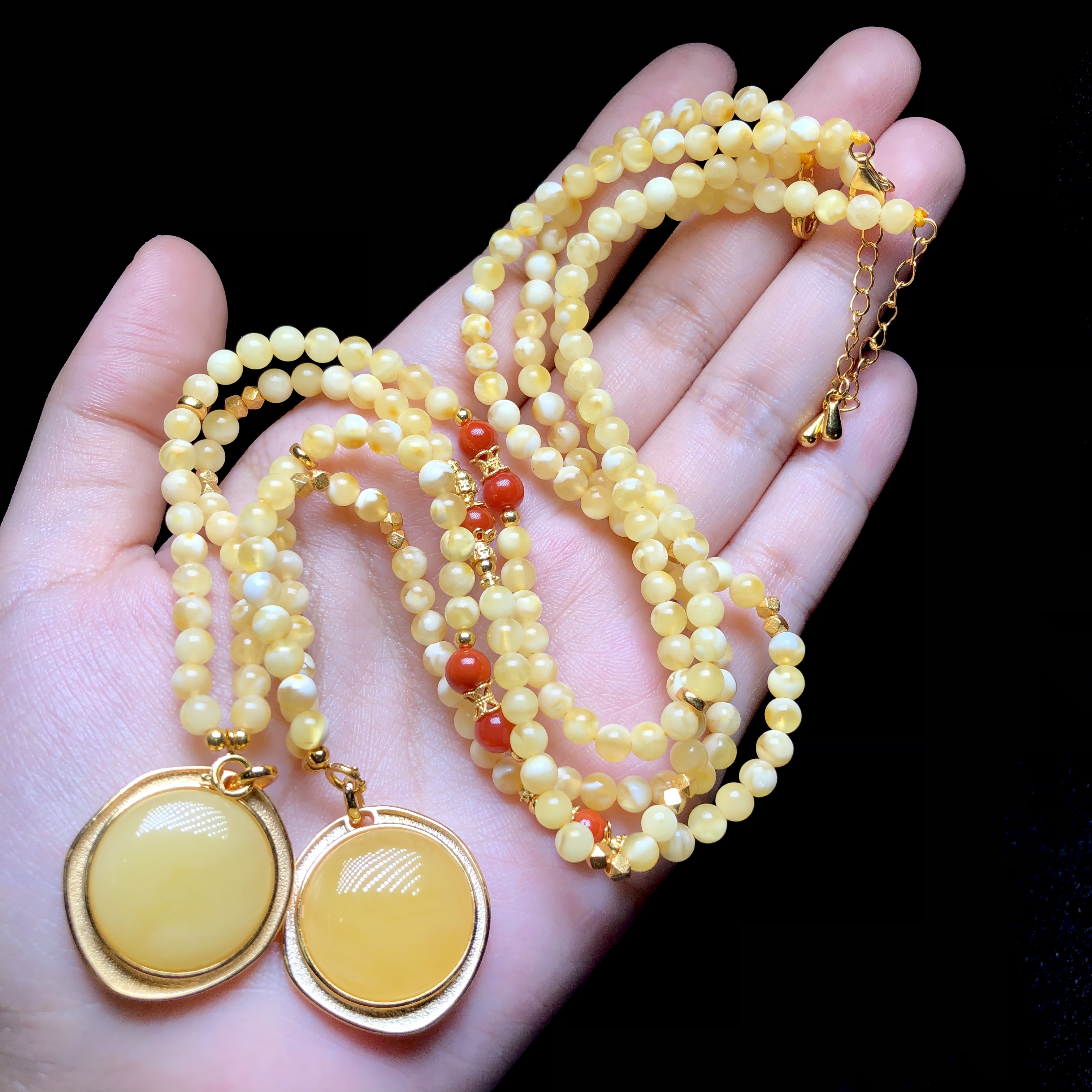 【云上好物】蜜蜡DIY项链-多样性发其一-4mm-DS41163-20（JG）