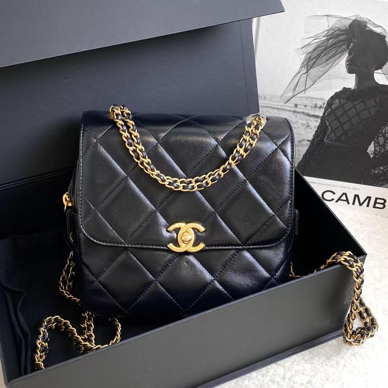 99新 Chanel/香奈儿 23P黑金ado双肩/11239065/12期免息/代卖服务