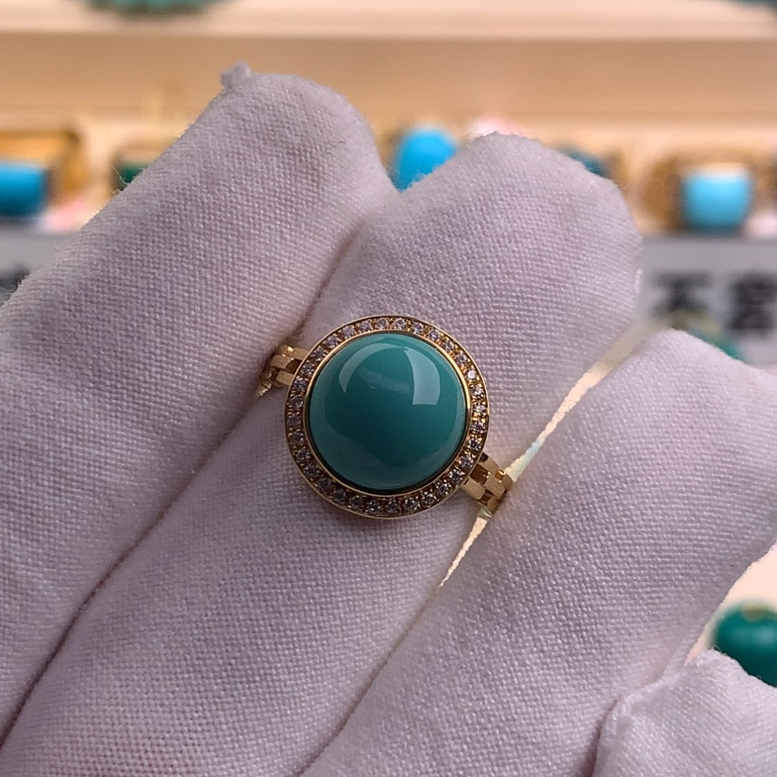 绿松石珠宝奇石18K金镶嵌