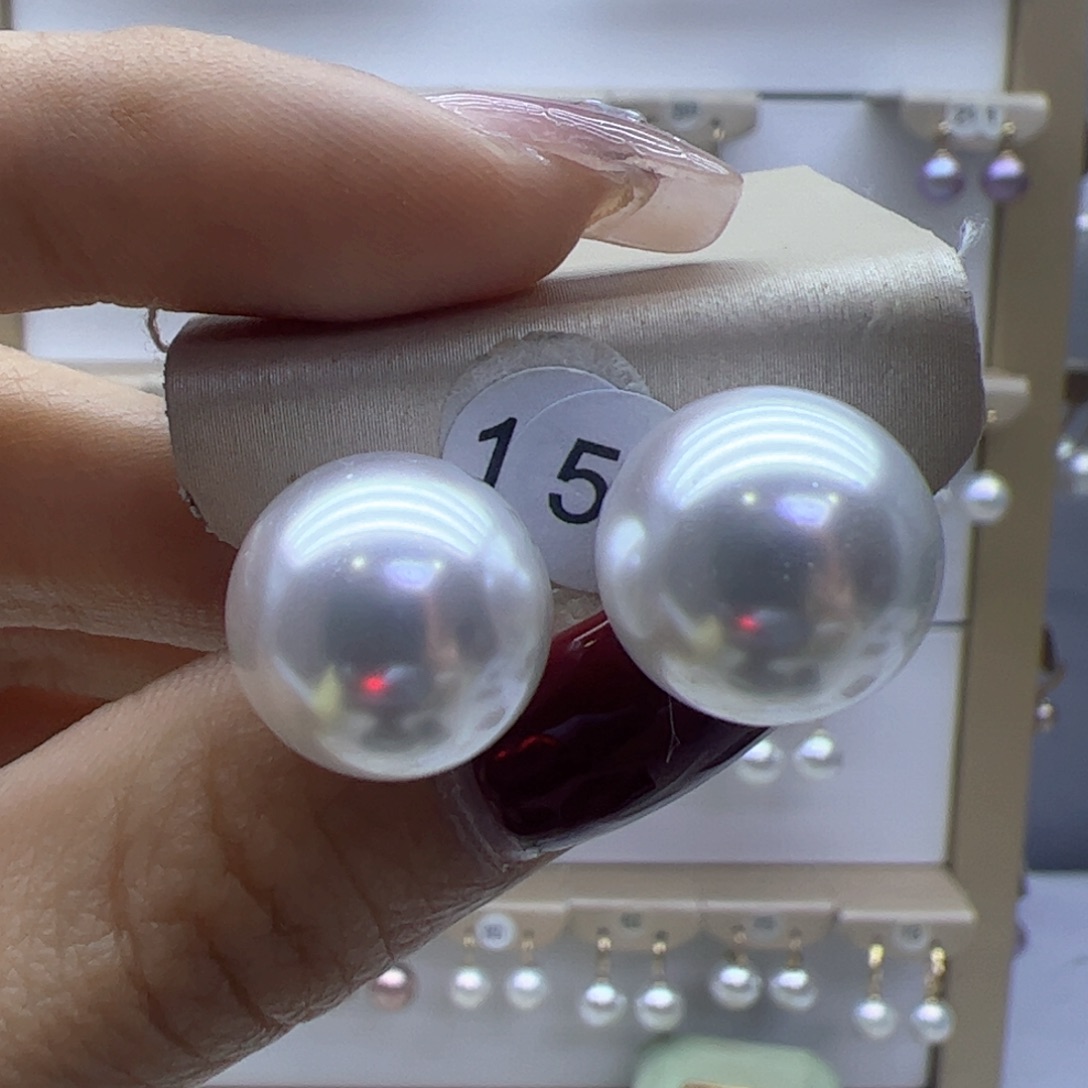 淡水珍珠耳饰18K金镶嵌