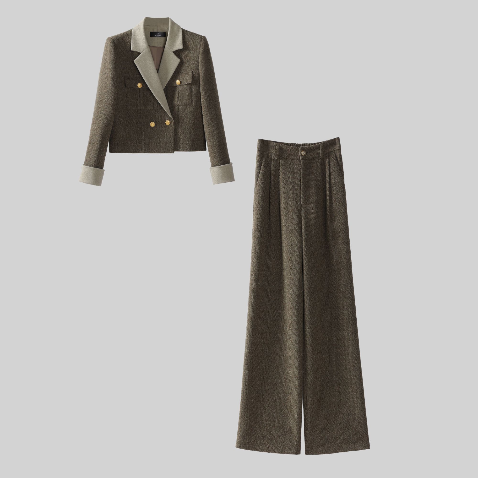 G205轻熟小香风高级感时尚套装时尚洋气上衣阔腿裤两件套女