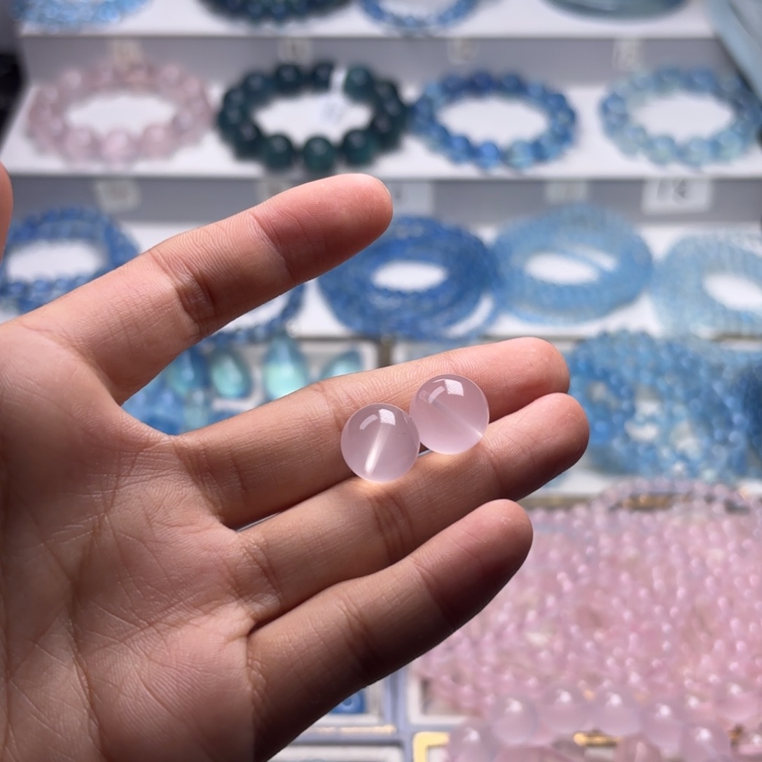 水晶手链未镶嵌粉水晶13咪两颗