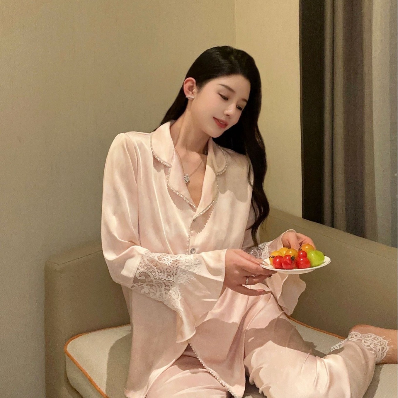 2025新款春季睡衣女长袖网红名媛风家居服套装休闲百搭