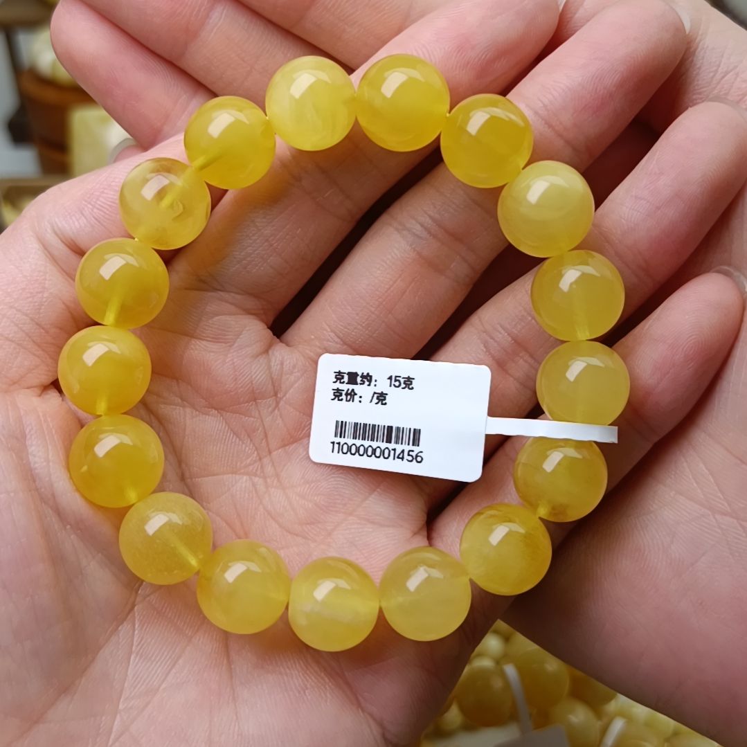 蜜蜡手串未镶嵌俄料