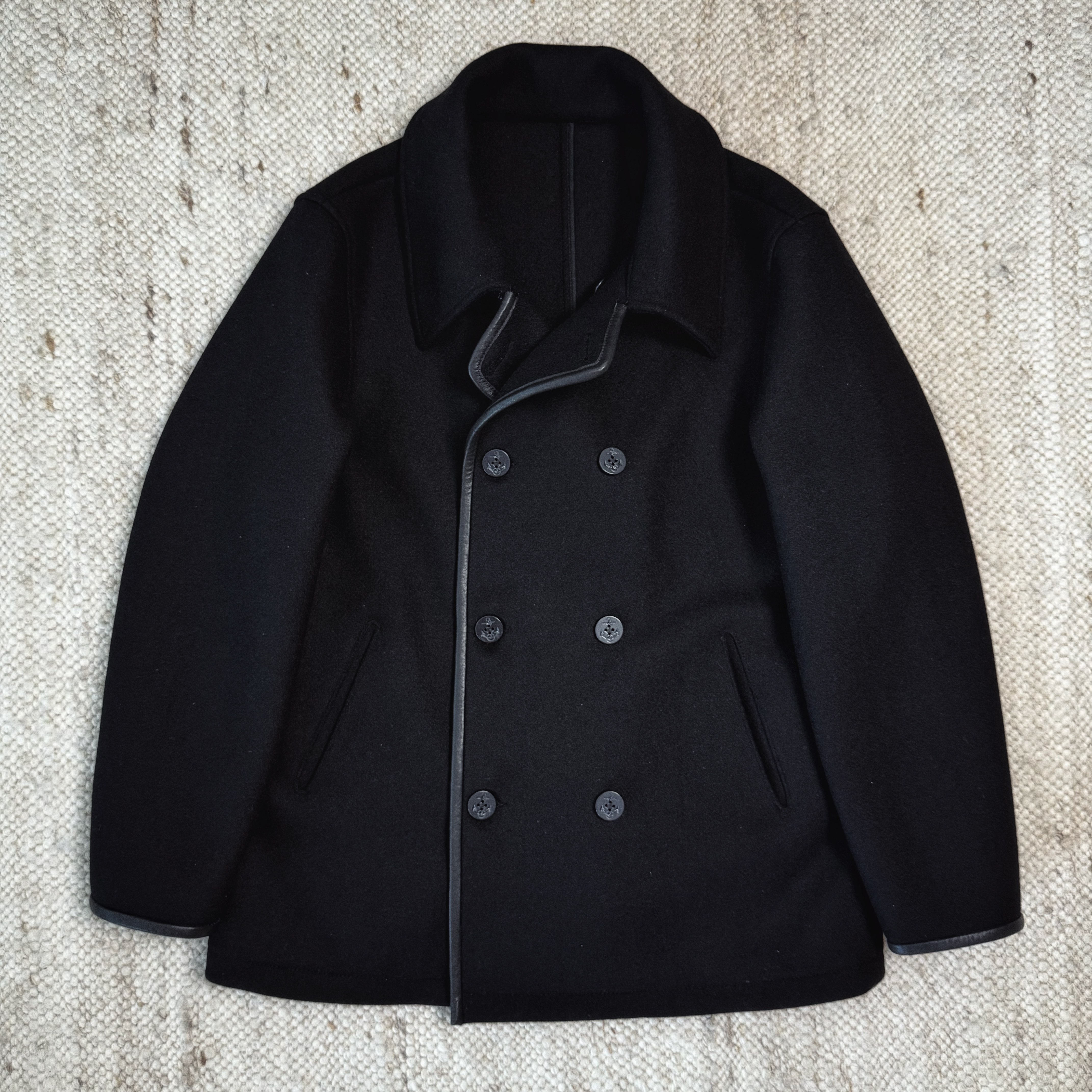 胡子商店 经典海军740短大衣重磅1000G纯羊毛外套