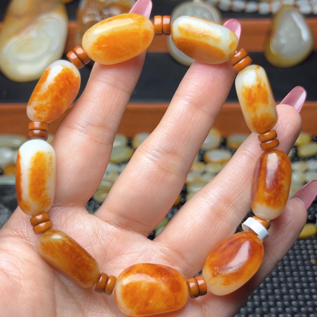 和田玉手链未镶嵌一****雪