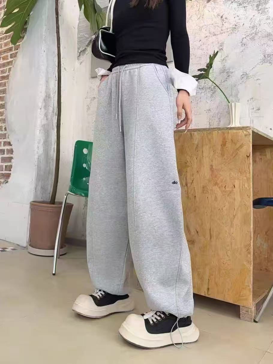 2589今年流行爆款休闲运动裤女冬季高腰直筒抽绳卫裤